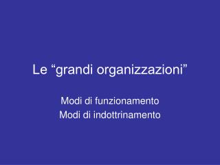 Le “grandi organizzazioni”