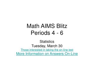 Math AIMS Blitz Periods 4 - 6
