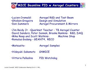 MICE Beamline PID w Aerogel Counters