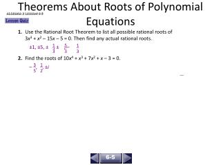 Theorems About Roots of Polynomial Equations