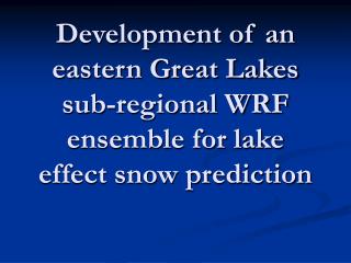 Development of an eastern Great Lakes sub-regional WRF ensemble for lake effect snow prediction
