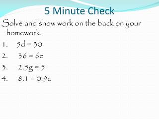 5 Minute Check