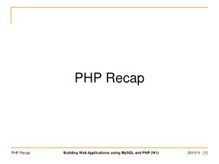 PHP Recap