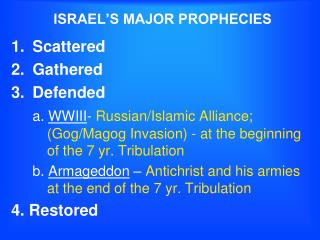 ISRAEL’S MAJOR PROPHECIES