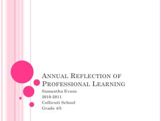 Annual Reflection of Professional Learning