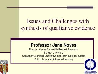 Issues and Challenges with synthesis of qualitative evidence