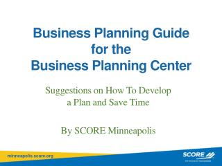 Business Planning Guide for the Business Planning Center