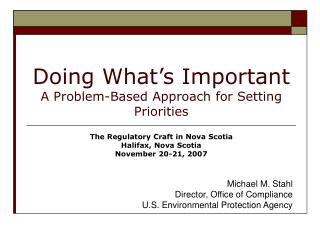 Doing What’s Important A Problem-Based Approach for Setting Priorities