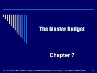 The Master Budget