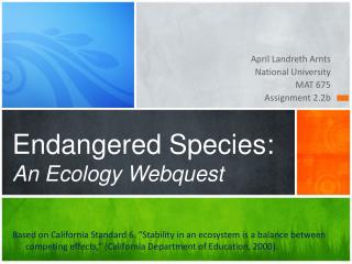 Endangered Species: An Ecology Webquest