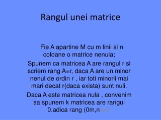 Rangul unei matrice