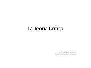 La Teoría Crítica