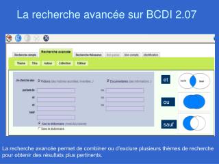 La recherche avancée sur BCDI 2.07