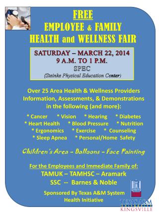 FREE EMPLOYEE &amp; FAMILY HEALTH and WELLNESS FAIR