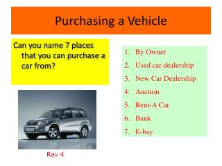 Purchasing a Vehicle