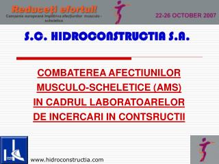 COMBATEREA AFEC T IUNIL OR MUSCULO-SCHELETICE (AMS) IN CADRUL LABORATOARELOR