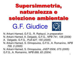 Supersimmetria, naturalezza e selezione ambientale