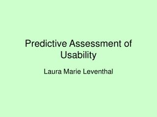 Predictive Assessment of Usability