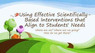 Using Effective Scientifically-Based Interventions that Align to Students' Needs