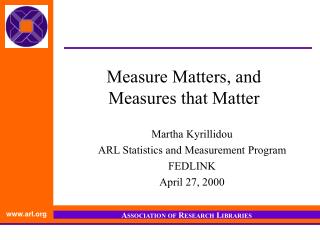 Measure Matters, and Measures that Matter