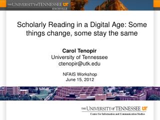 Scholarly Reading in a Digital Age: Some things change, some stay the same