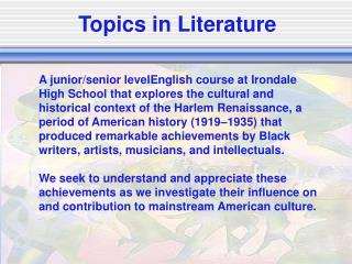 Topics in Literature