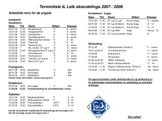 Terminliste IL Leik skiavdelinga 2007 / 2008