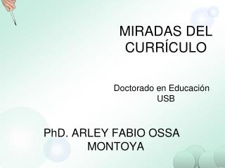 MIRADAS DEL CURRÍCULO Doctorado en Educación USB