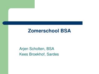 Zomerschool BSA