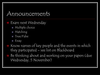 Announcements