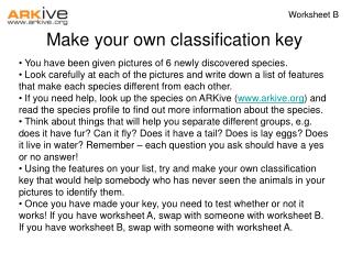 Make your own classification key