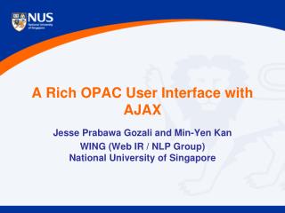 A Rich OPAC User Interface with AJAX