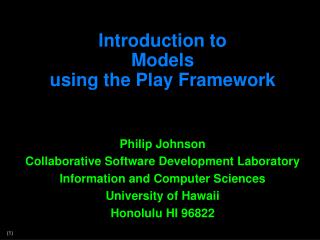 Introduction to Models using the Play Framework