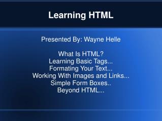 Learning HTML