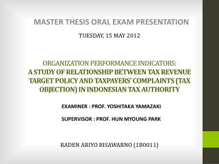 MASTER THESIS ORAL EXAM PRESENTATION