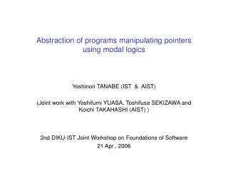 Abstraction of programs manipulating pointers using modal logics