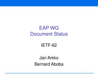EAP WG Document Status