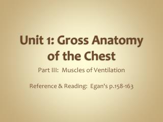 Unit 1: Gross Anatomy of the Chest