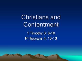 Christians and Contentment