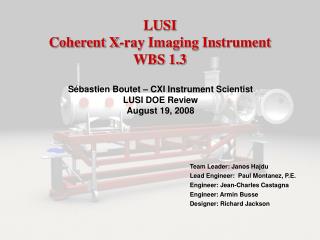 LUSI Coherent X-ray Imaging Instrument WBS 1.3