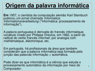 Origem da palavra informática