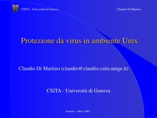 Protezione da virus in ambiente Unix