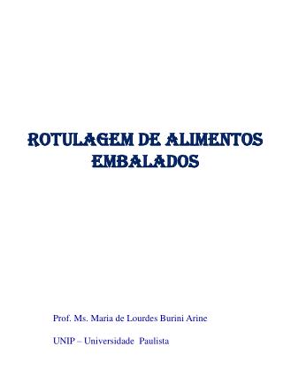 ROTULAGEM DE ALIMENTOS EMBALADOS