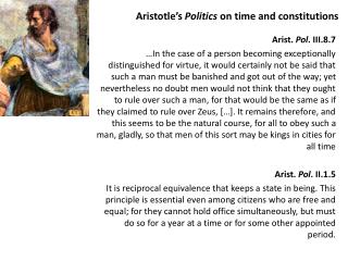 Aristotle’s Politics on time and constitutions