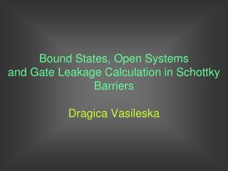 Bound States, Open Systems and Gate Leakage Calculation in Schottky Barriers Dragica Vasileska