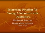 Improving Reading for Young Adolescents with Disabilities