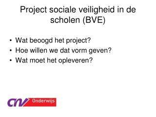 Project sociale veiligheid in de scholen (BVE)