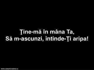 Ţine-mă în mâna Ta, Să m-ascunzi, întinde-Ţi aripa!