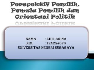 Perspektif Pemilih , Pemula Pemilih dan Orientasi Politik