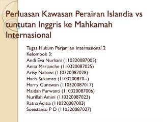 Perluasan Kawasan Perairan Islandia vs tuntutan Inggris ke Mahkamah Internasional